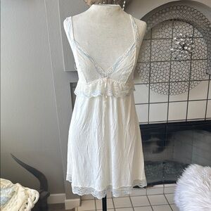 Ebergey  Elegant White Lace Trim with baby blue Chemise